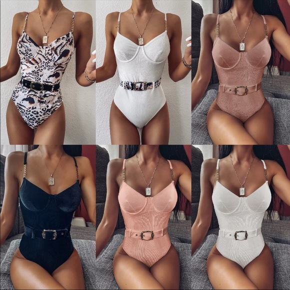 Sexy Pink Corduroy Swimsuit & Cover Up - Picture 3 of 3